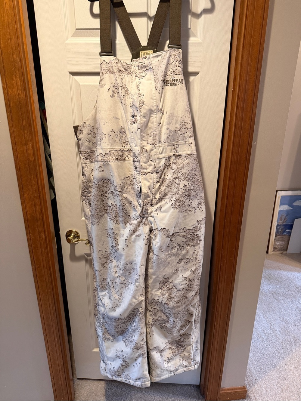 RedHead White and Gray Camo Insulated Bib Overalls